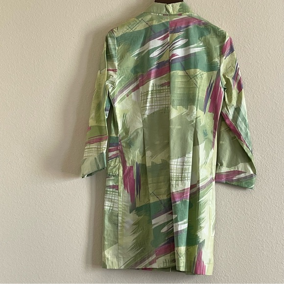 Vintage Melrose green & pink abstract waterproof trench coat - Picture 12 of 15